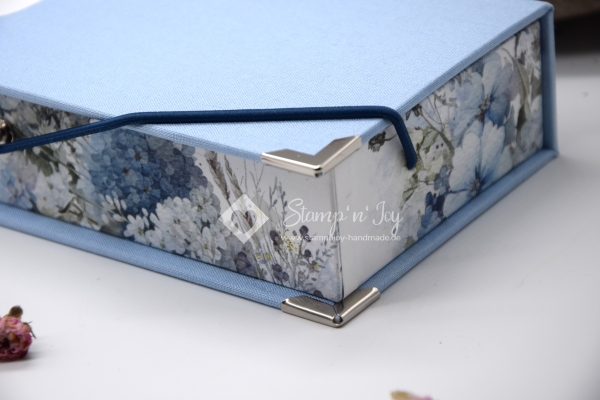 Schachtel mit Klappdeckel ca. 21x10x4cm | floral | blau | Art. Nr. 97040505